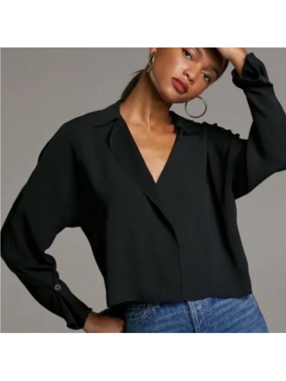 Babaton Aritzia Martin Blouse Black Size Small
